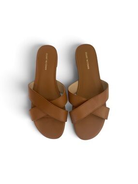 Stuart Weitzman Tan Leather Slide Sandals size 10